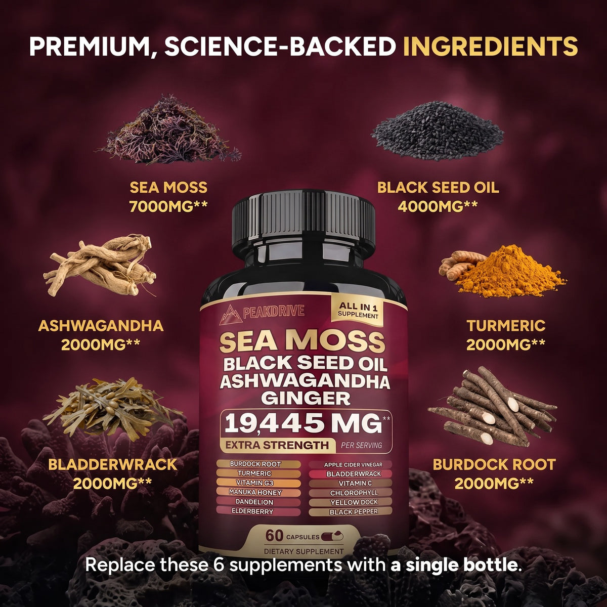 PeakDrive Sea Moss All-In-1
